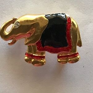Gold, Black, & Red Elephant Brooch/Pin